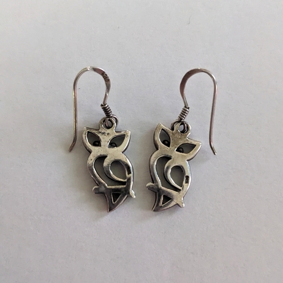 Sterling silver owl earrings - Picture 2 of 4